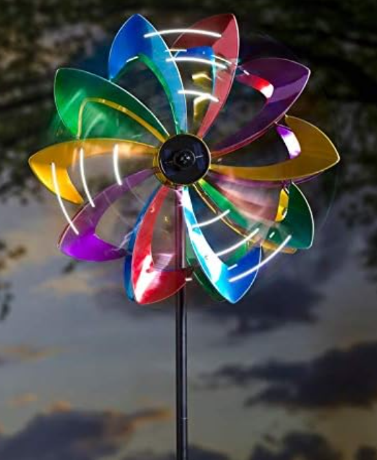 Evergreen Garden Solar-Powered Kinetic Windmill Stake